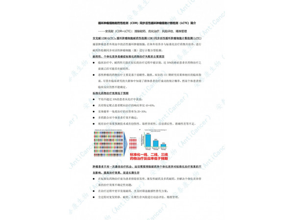 安克耐（CDR+LCTC）：循环肿瘤细胞耐药性检测（CDR）同步活性循环肿瘤细胞计数检测（LCTC）