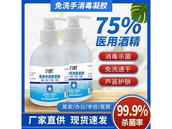 六鹤免洗凝胶洗手液250ml含75%酒精消毒凝胶免洗手液