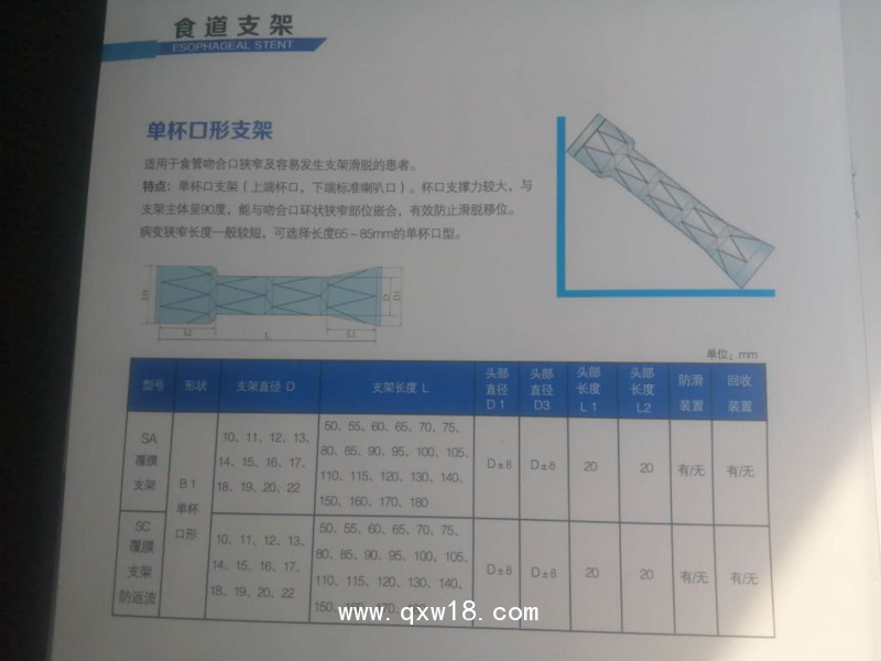 手术支架/不锈钢支架/食道支架/直管型支架