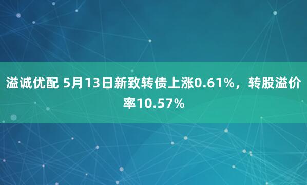溢诚优配 5月13日新致转债上涨0.61%，转股溢价率10.57%